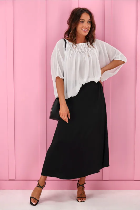 Jane James Angelica Sateen Skirt Black sold by Shine On