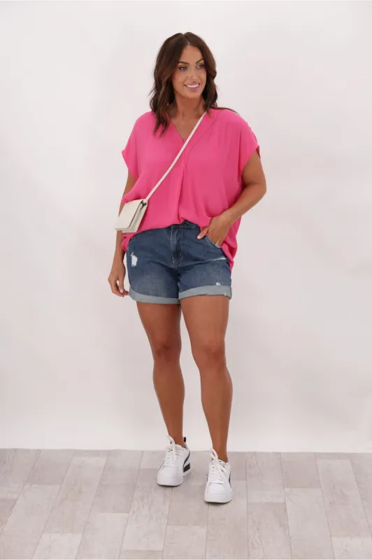 Shine On Label Tamsin Stitched Placket Top Pink sold by Shine On