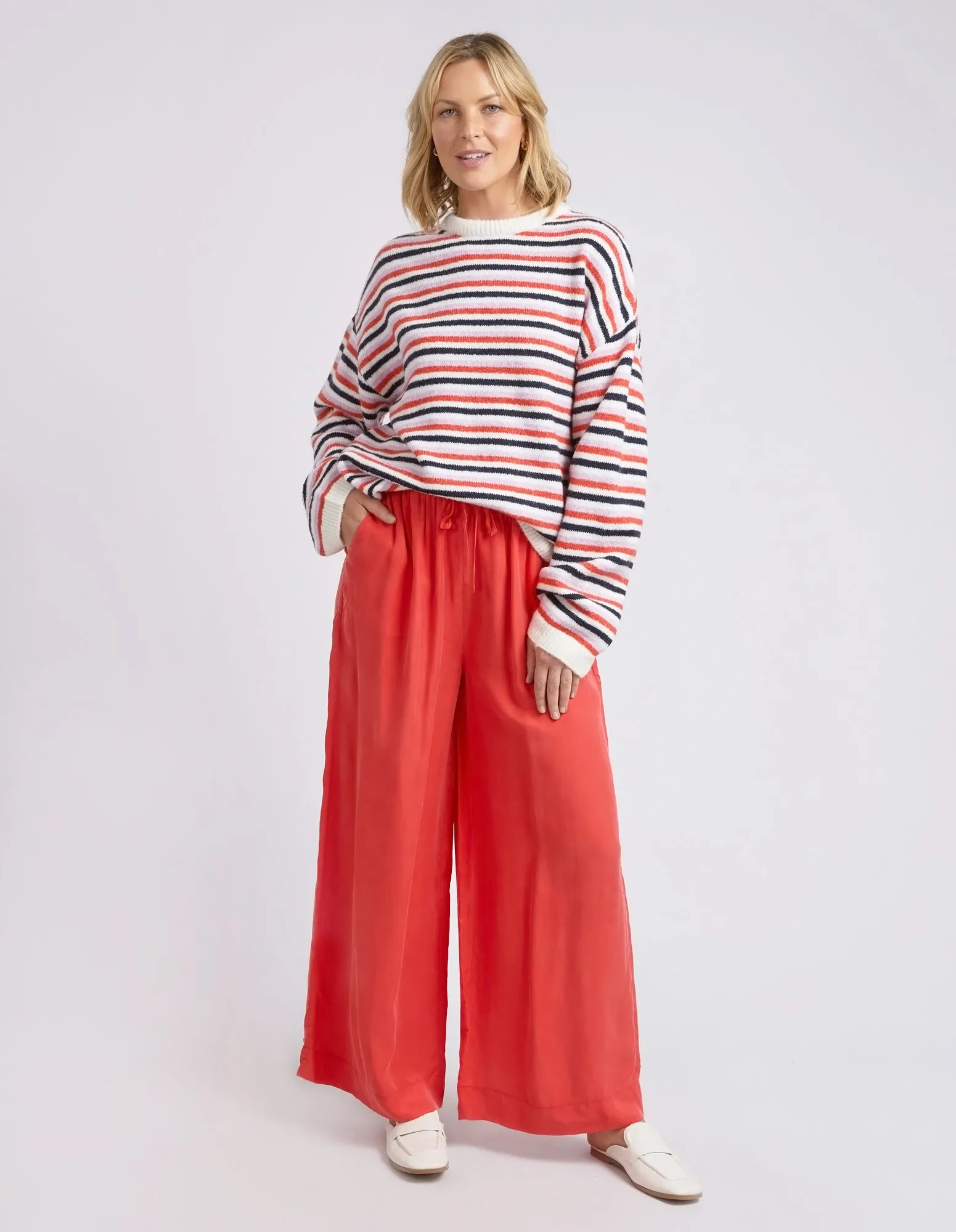 Elm Rye Stripe Knit Peony Pink/ Tangello/ Navy/ White Stripe sold by Shine On product image thumbnail 5