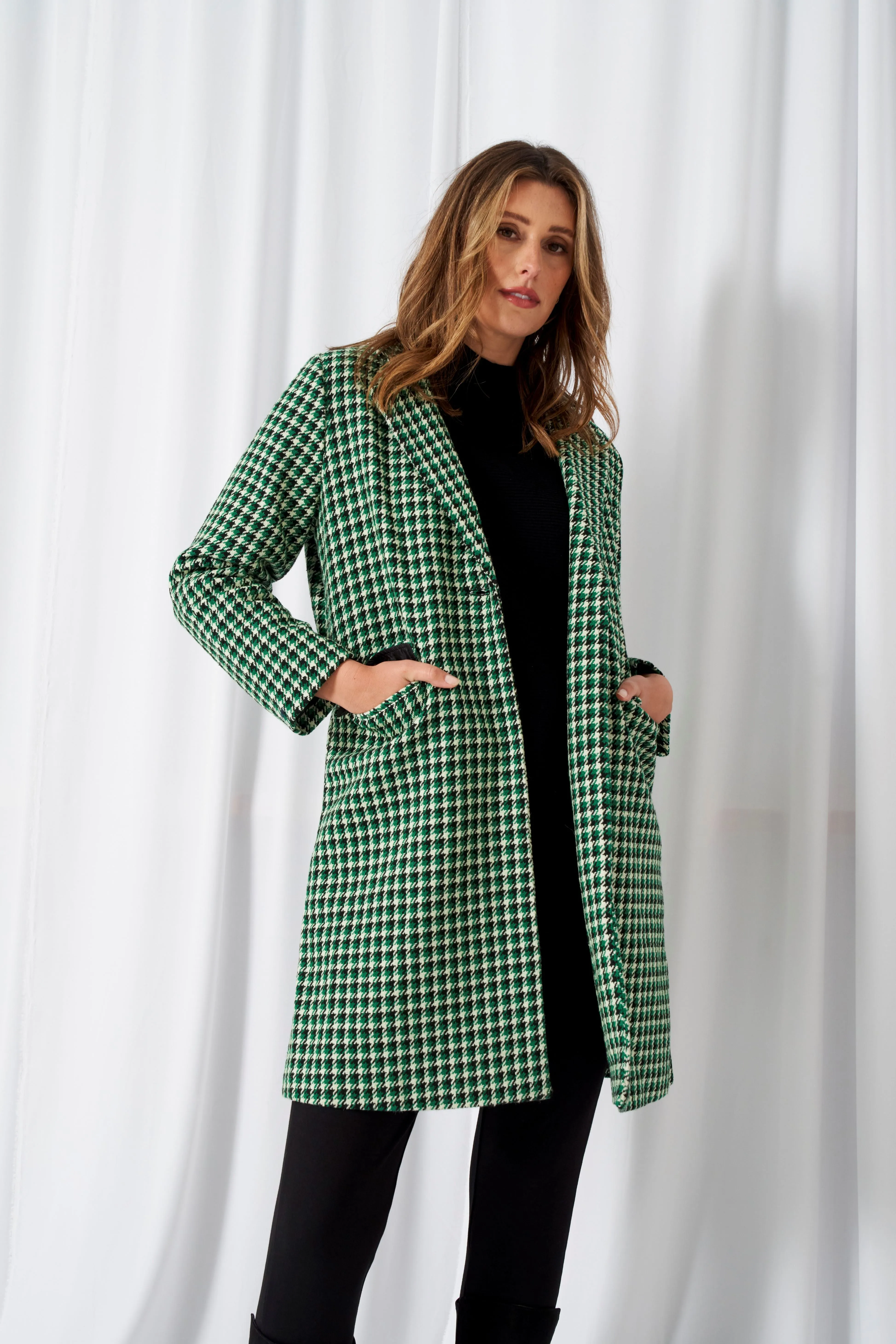 Betty Basics Wanda Coat Green Houndstooth sold by Shine On product image thumbnail 4