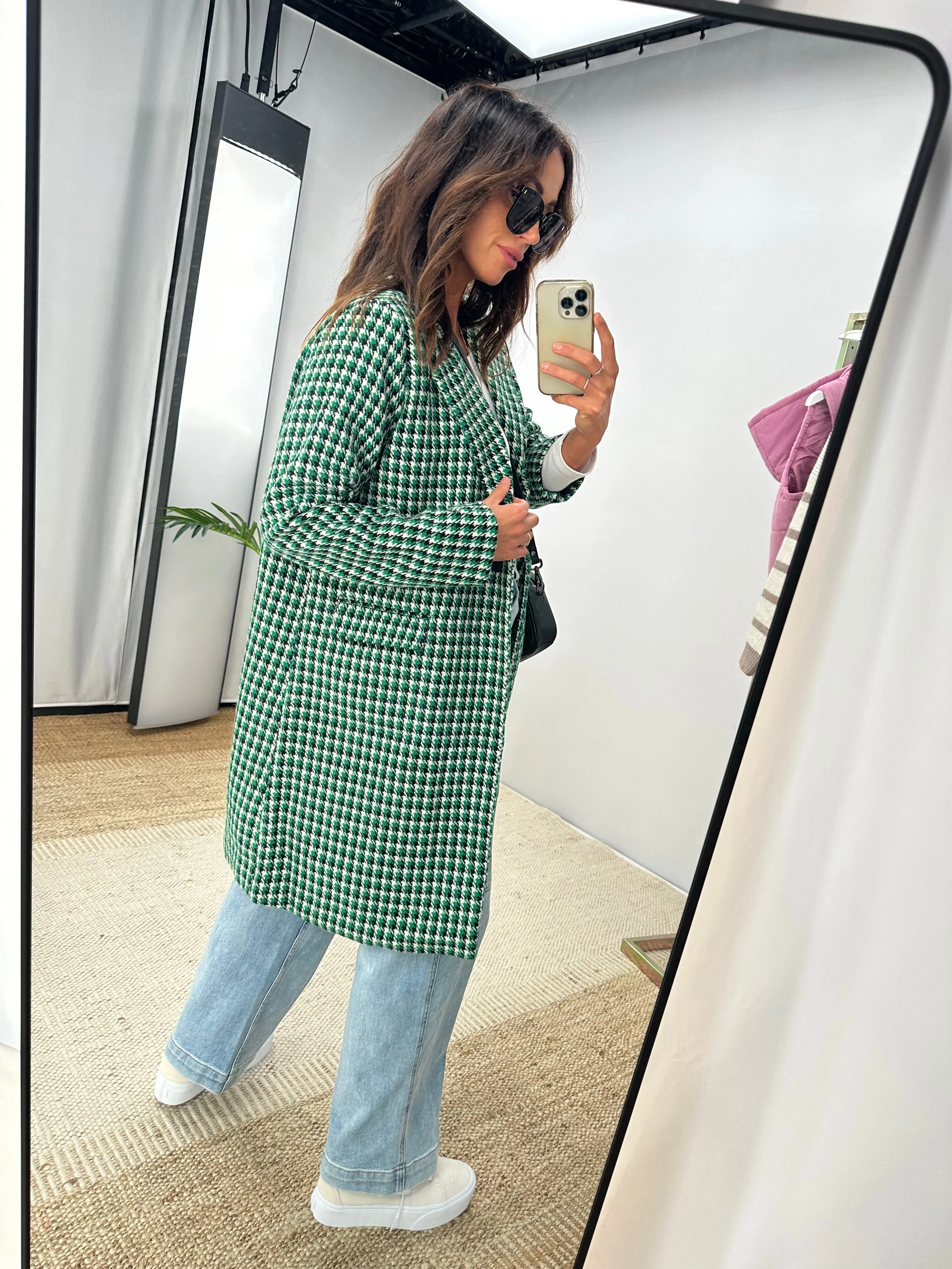 Betty Basics Wanda Coat Green Houndstooth sold by Shine On product image thumbnail 2