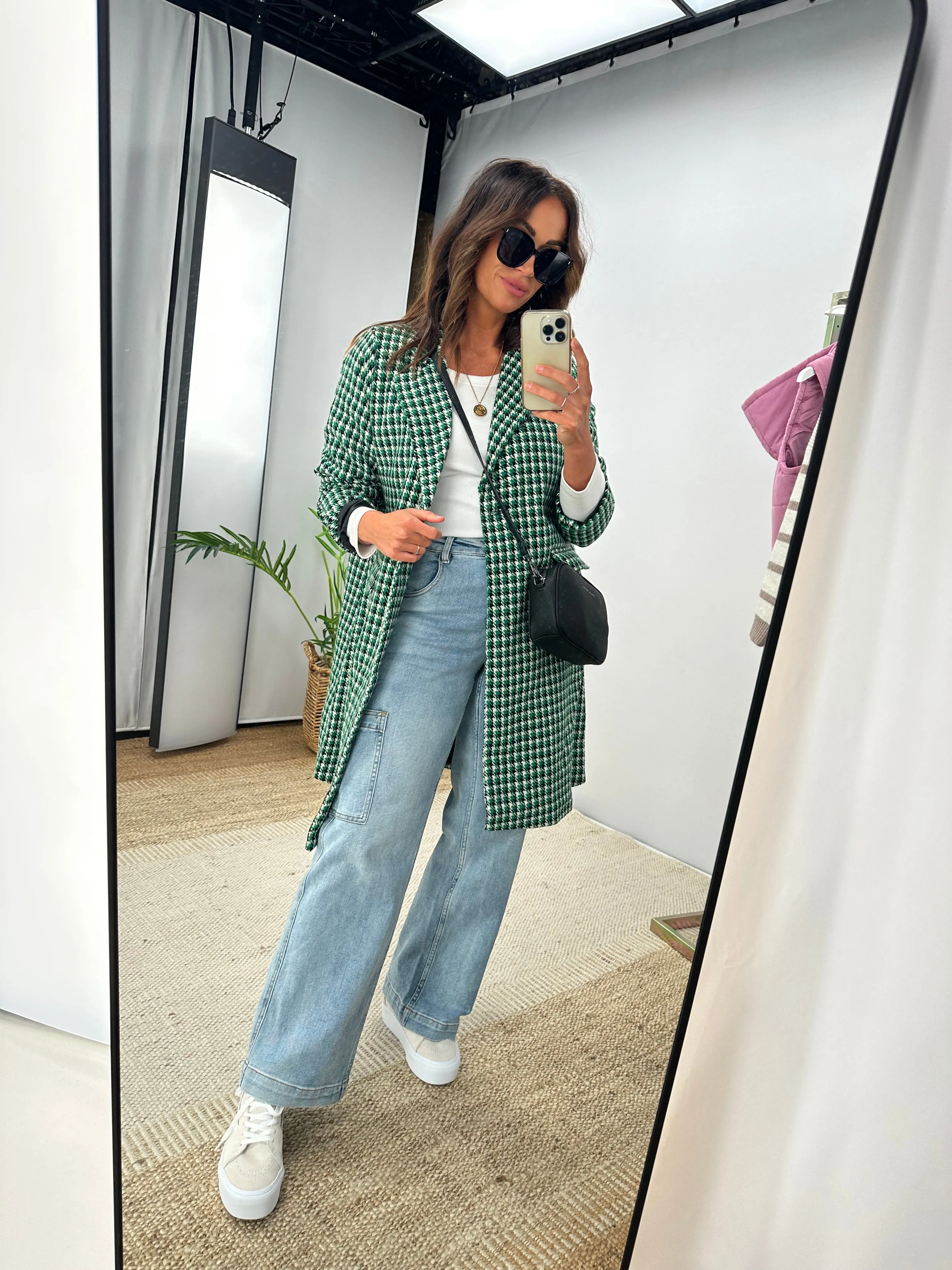 Betty Basics Wanda Coat Green Houndstooth sold by Shine On product image thumbnail 5