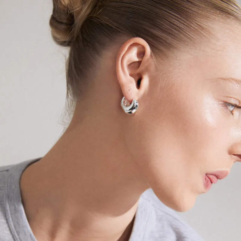 Pilgrim Light Recycled Chunky Earrings Silver Plated sold by Shine On