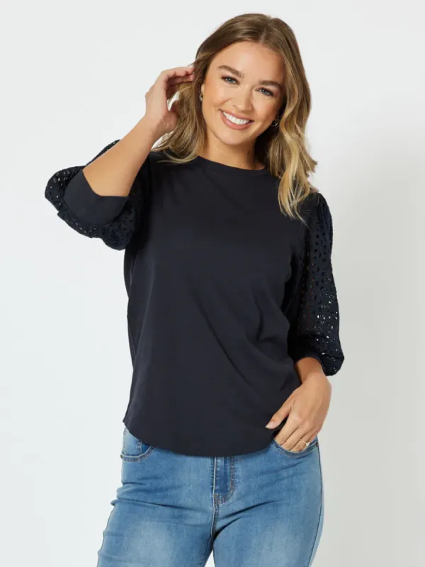 Threadz Kyla Top Navy sold by Shine On