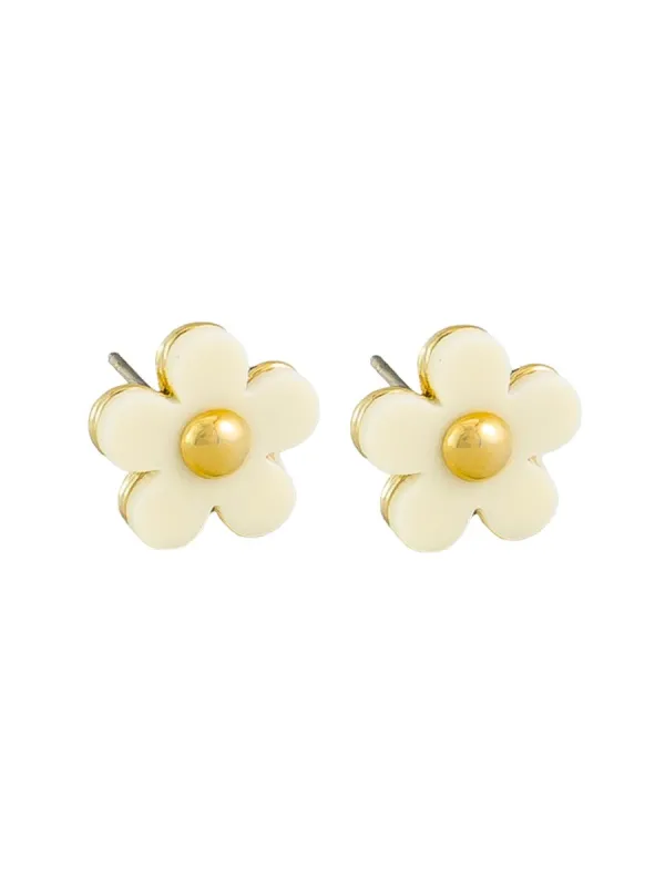 Tiger Tree Flower Button Stud White sold by Shine On