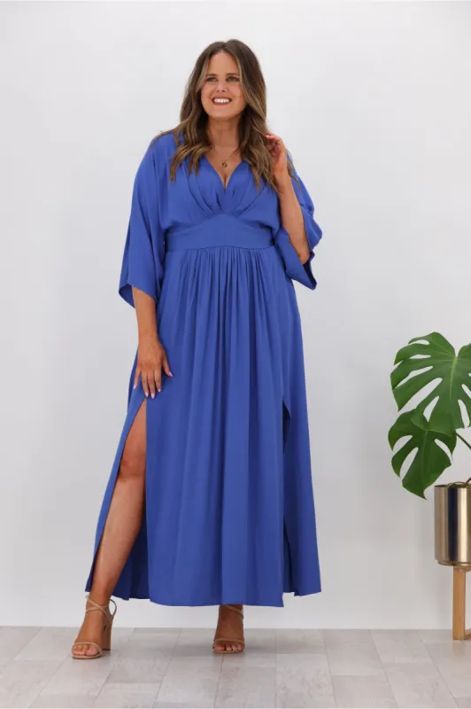 Avamia Margot 3/4 Sleeve Maxi Dress Blue sold by Shine On