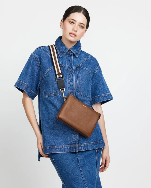 Saben Feature Strap Webbing Black + White + Nutshell sold by Shine On