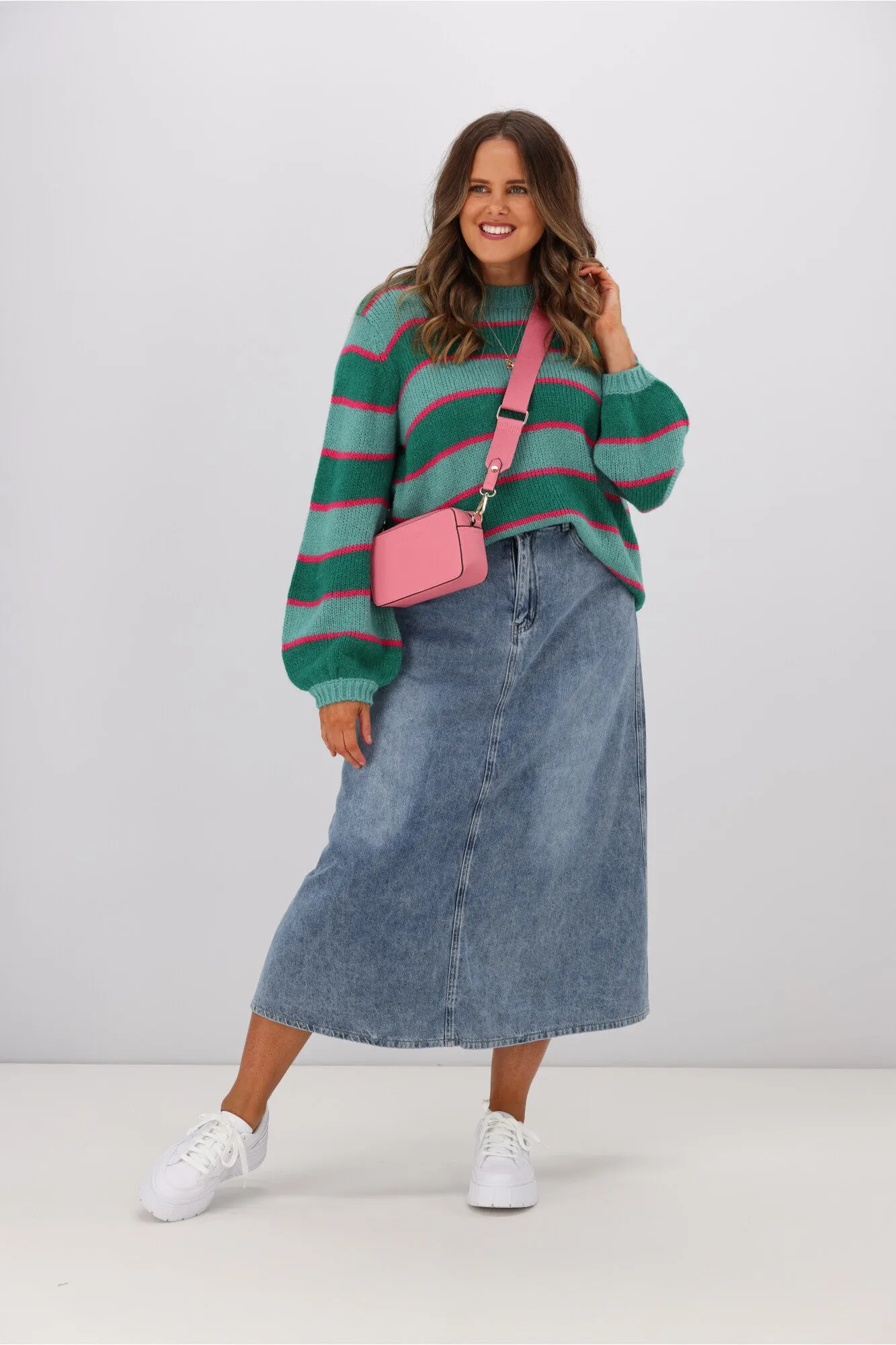 Sugarhill Brighton Essie Jumper Stripe Green Pink sold by Shine On product image thumbnail 2