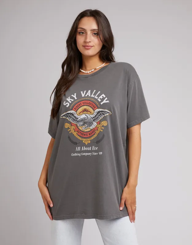 All About Eve Sky Valley Tee Charcoal sold by Shine On