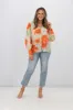 Fria Ava Cloud Print Blouson Sleeve Blouse Tangerine sold by Shine On