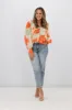 Fria Ava Cloud Print Blouson Sleeve Blouse Tangerine sold by Shine On