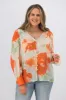 Fria Ava Cloud Print Blouson Sleeve Blouse Tangerine sold by Shine On