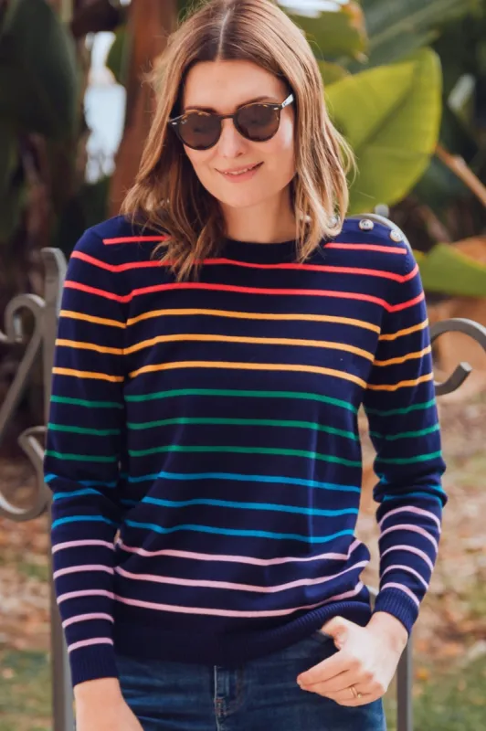 Sugarhill Binkie Jumper Triple Stripe Navy sold by Shine On