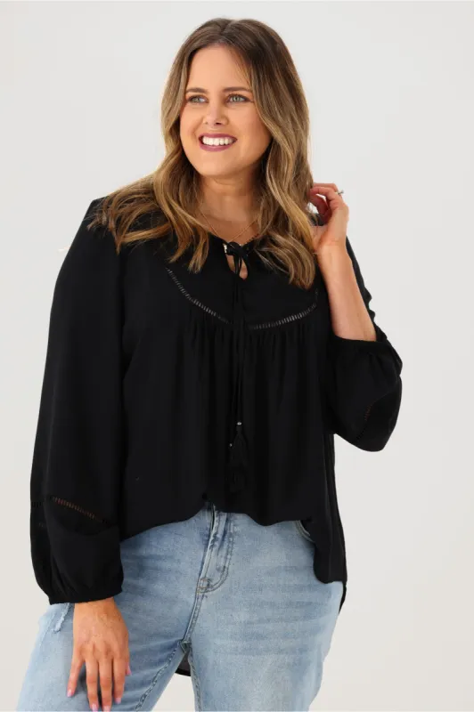 Sass Montana Boho Blouse Black sold by Shine On