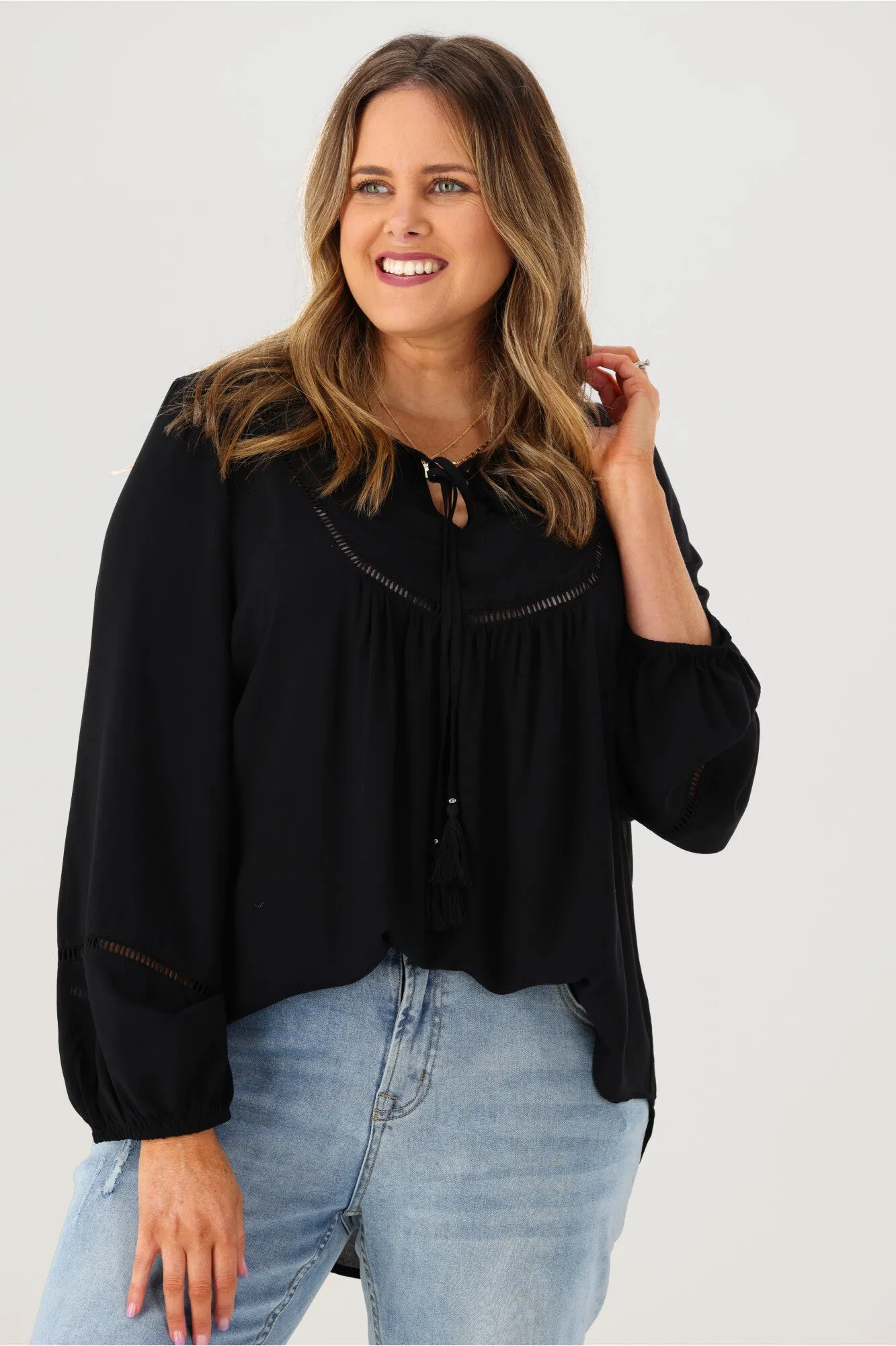 Sass Montana Boho Blouse Black sold by Shine On