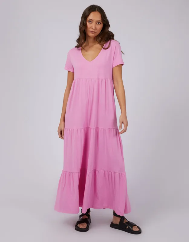 Silent Theory Lola Tiered Dress Bright Pink sold by Shine On