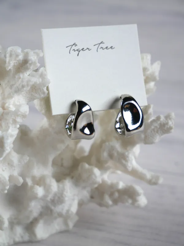Tiger Tree Crinkle Hoops Silver sold by Shine On