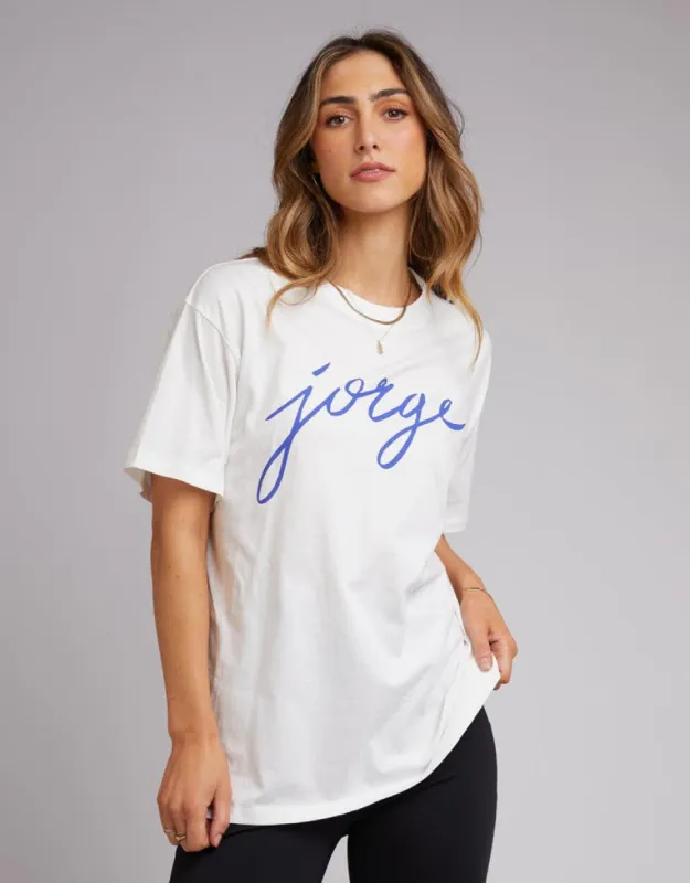 Jorge Script Tee Vintage White sold by Shine On
