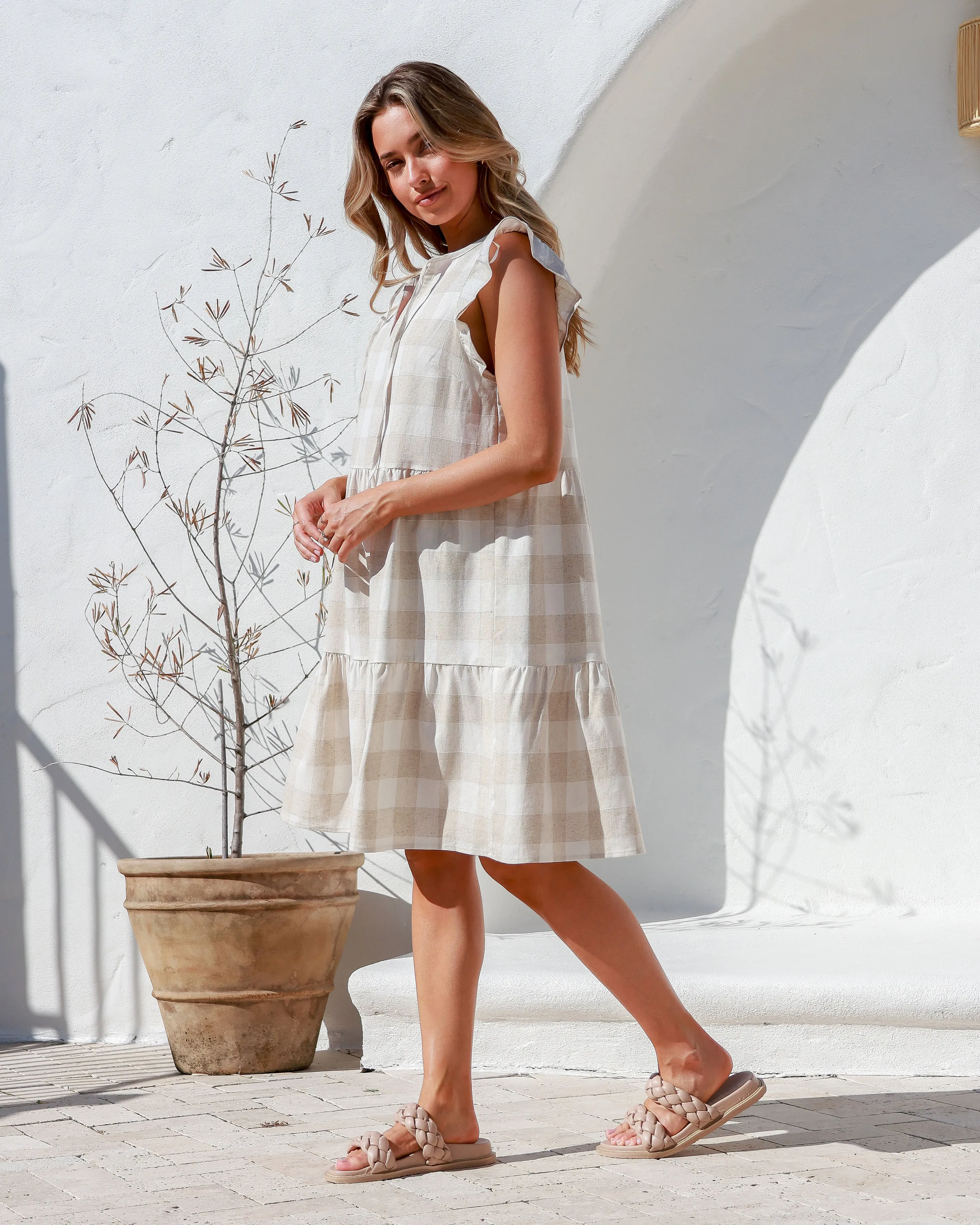 Label of Love Abegail Dress Natural Check sold by Shine On product image thumbnail 4