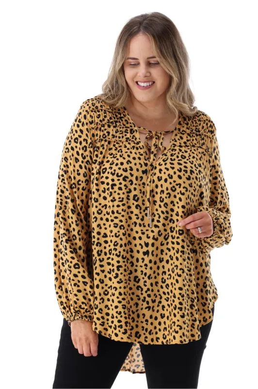 Iris Maxi Tie Front Top Leopard sold by Shine On