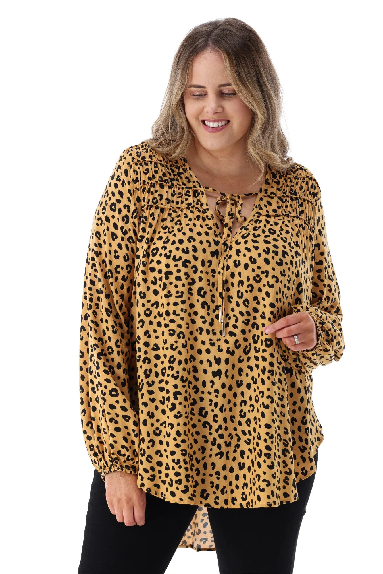 Iris Maxi Tie Front Top Leopard sold by Shine On