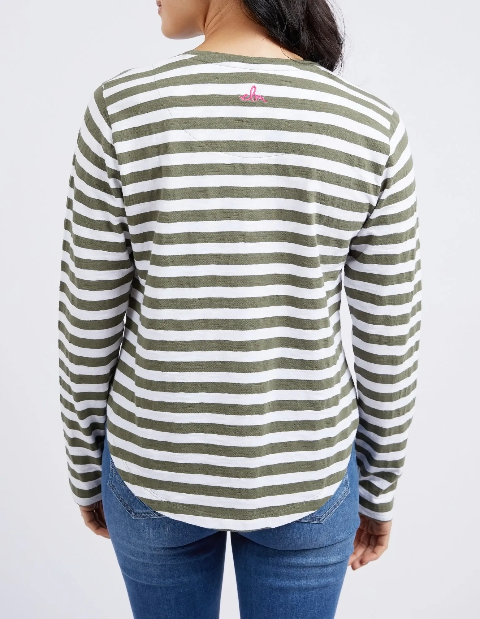 Elm Harmony L/S Tee Khaki White Stripe sold by Shine On product image thumbnail 5
