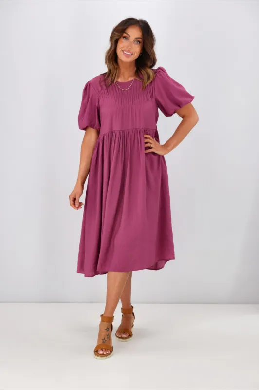 Shine On Label Delta Elasticated Panel Dress Pink sold by Shine On