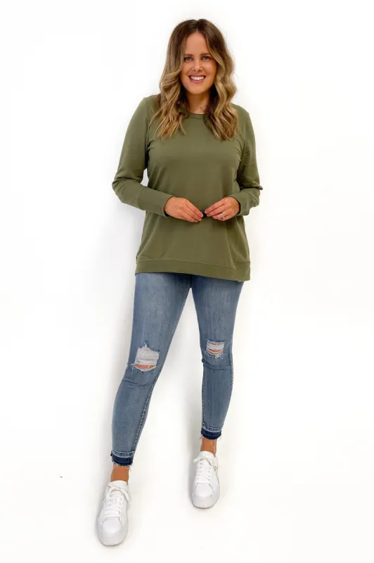 Betty Basics Dolly Sweat Khaki sold by Shine On