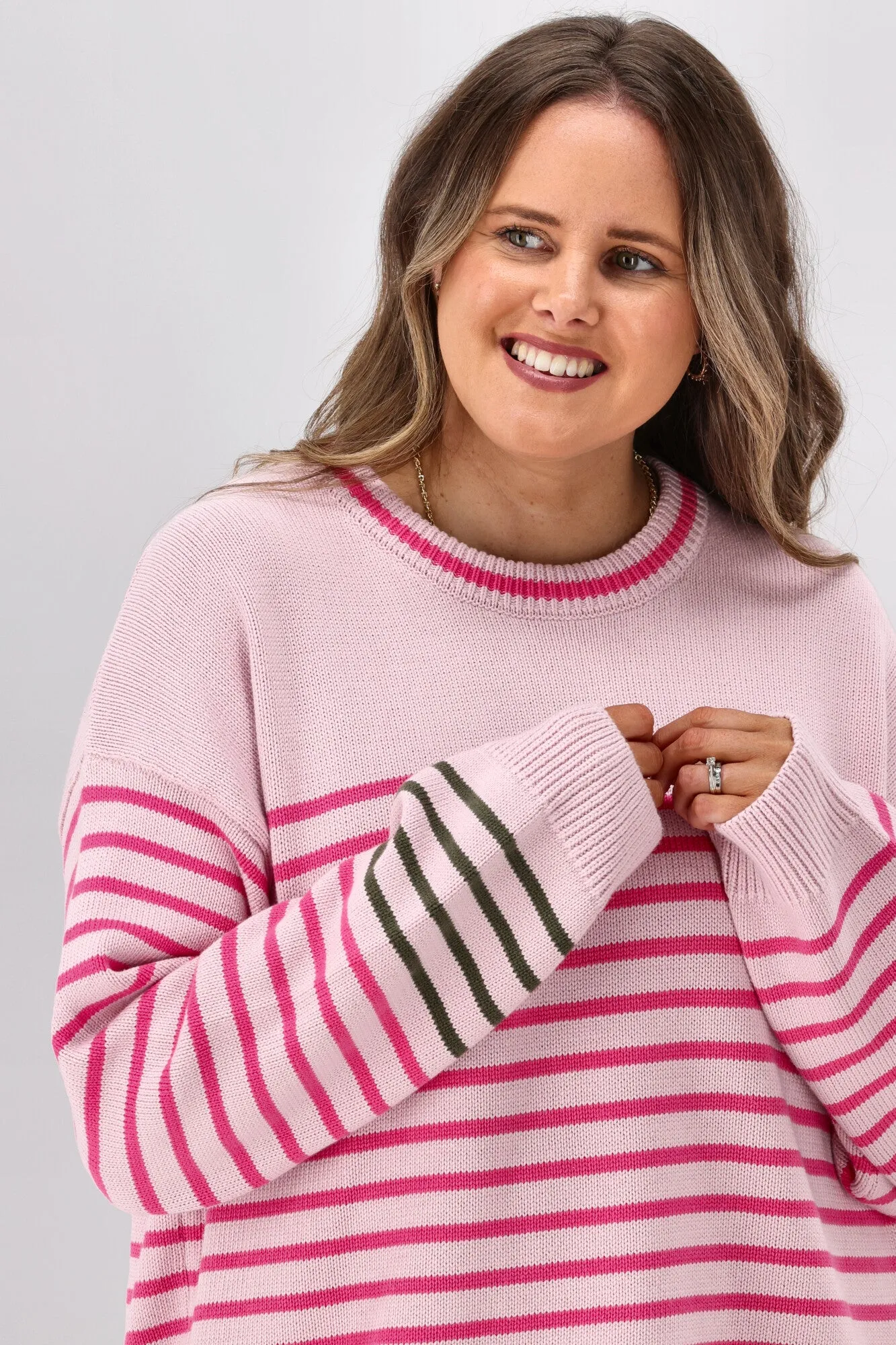 Elm Penny Stripe Knit Powder Pink sold by Shine On product image thumbnail 4