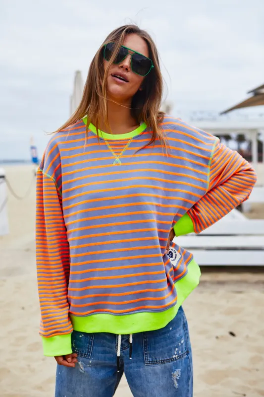 Hammill + Co Retro Stripe Sweat Grey Orange sold by Shine On