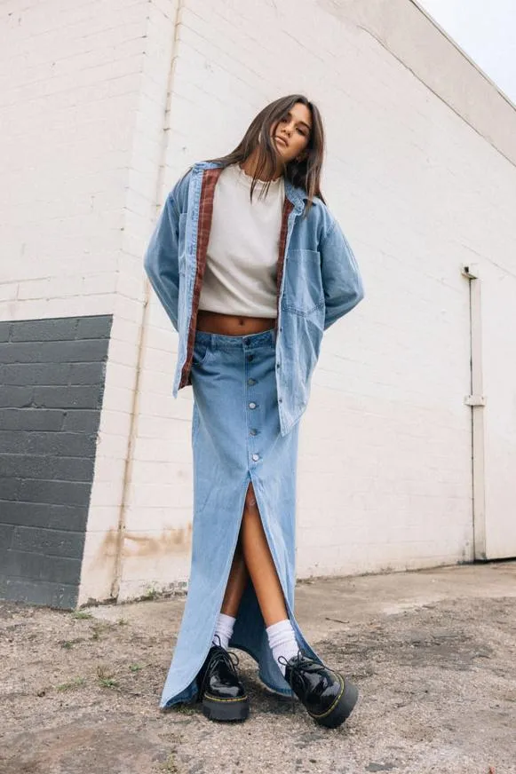 Volcom Chill Trap Skirt Denim Skirt Blue sold by Shine On