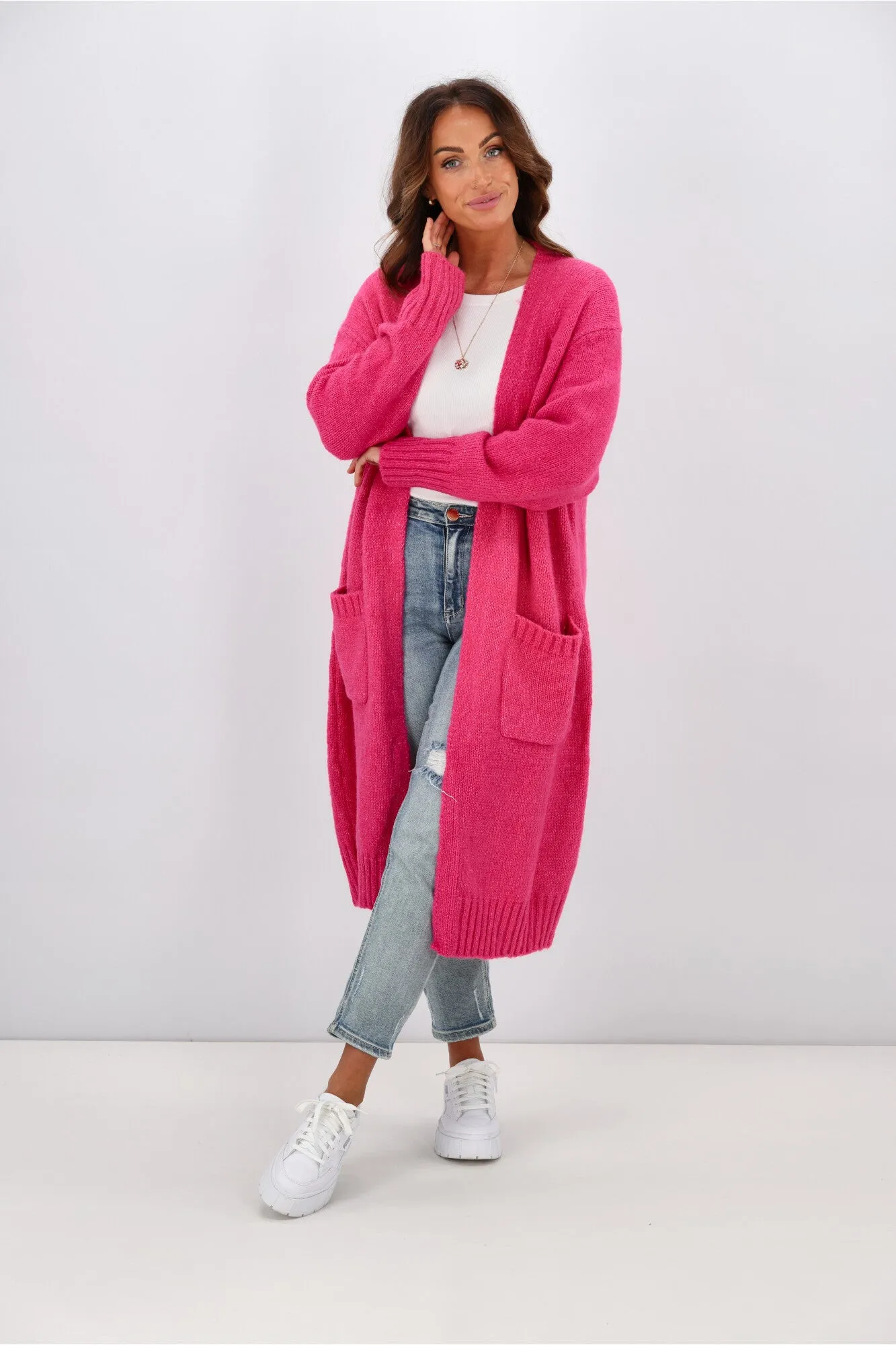 New U Collection Ava Cardigan Hot Pink sold by Shine On