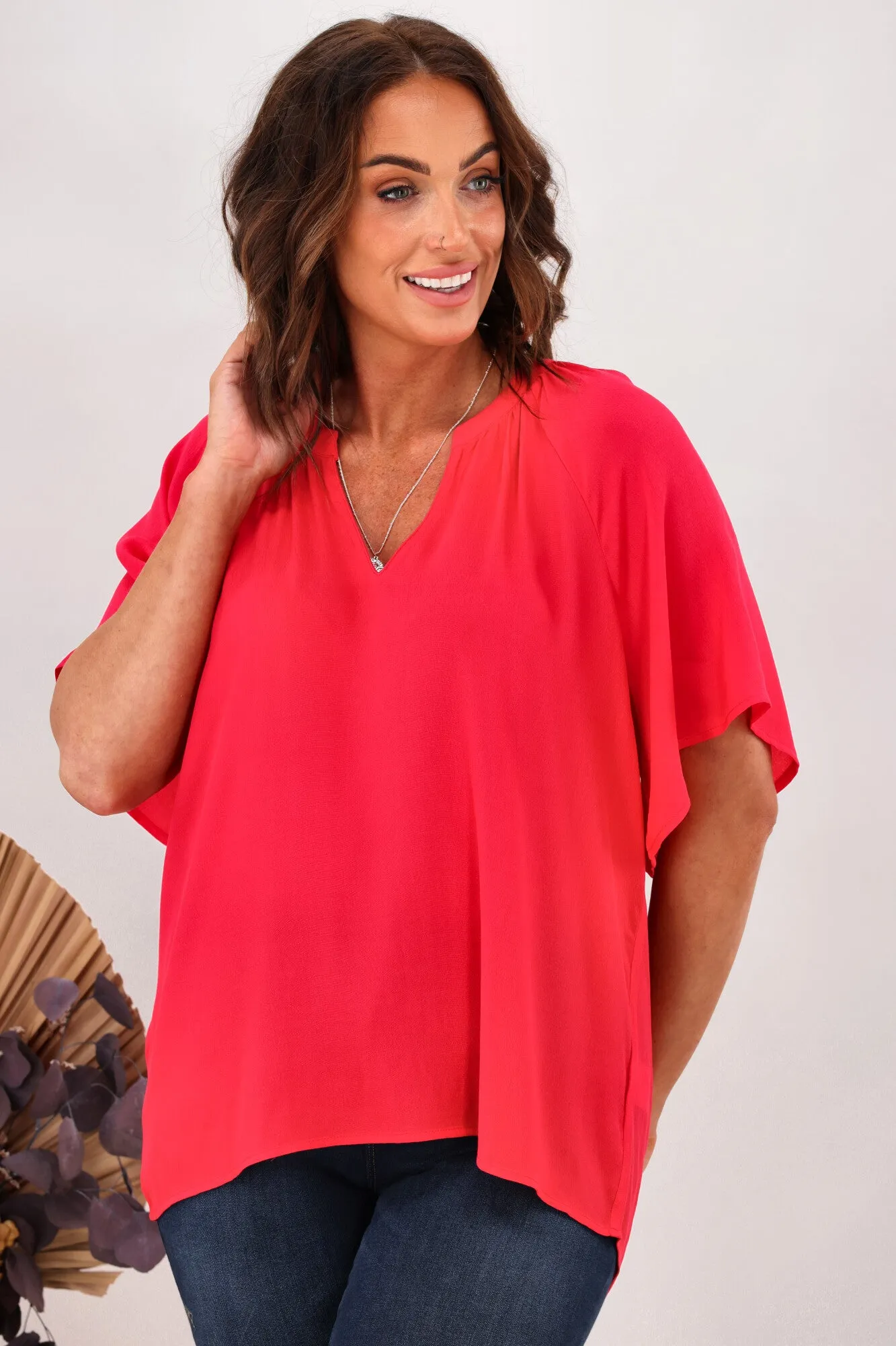Gloss by Shine On Maive Raglan Flutter Sleeve Top Pink sold by Shine On product image thumbnail 4