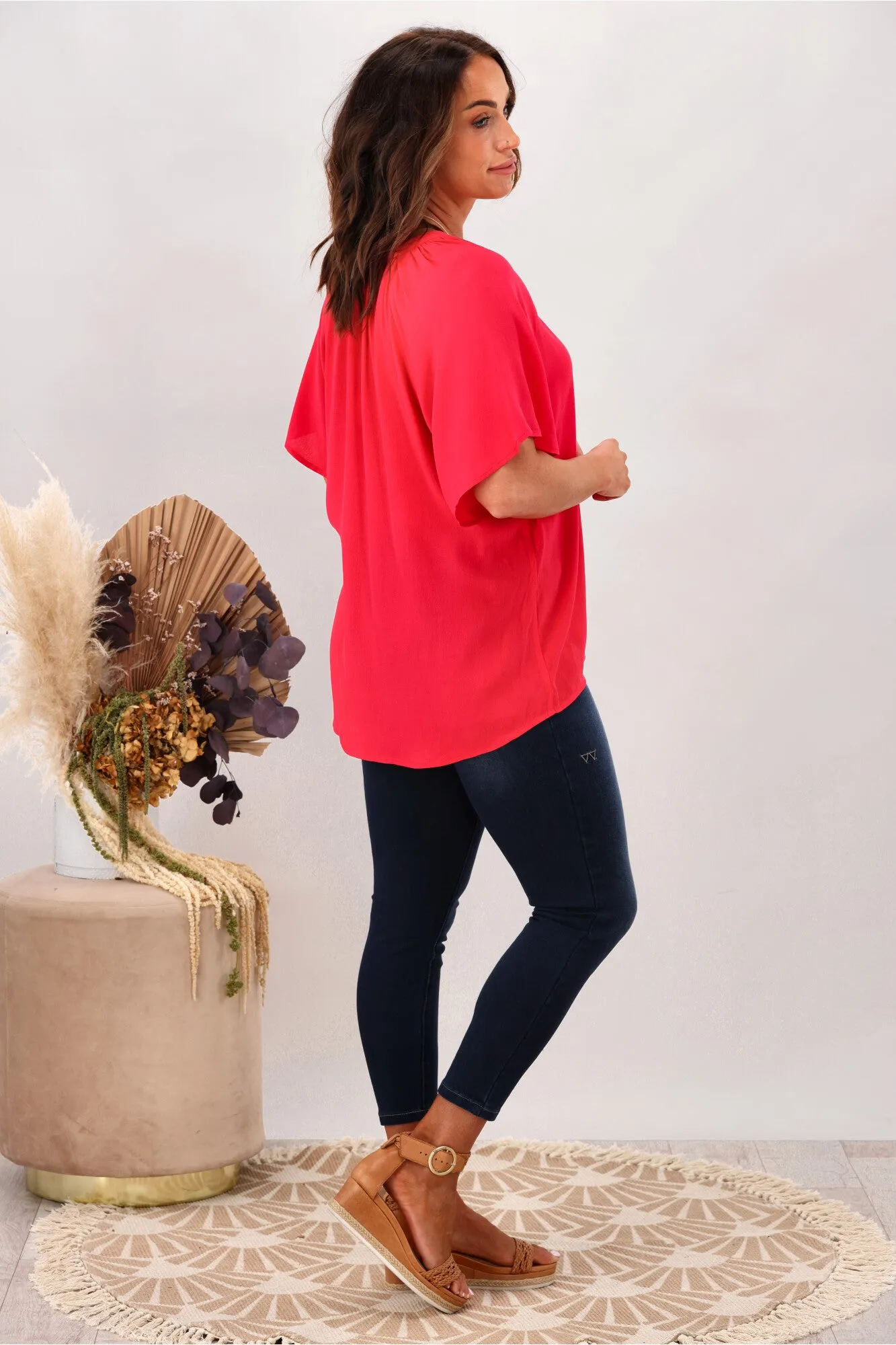 Gloss by Shine On Maive Raglan Flutter Sleeve Top Pink sold by Shine On product image thumbnail 5