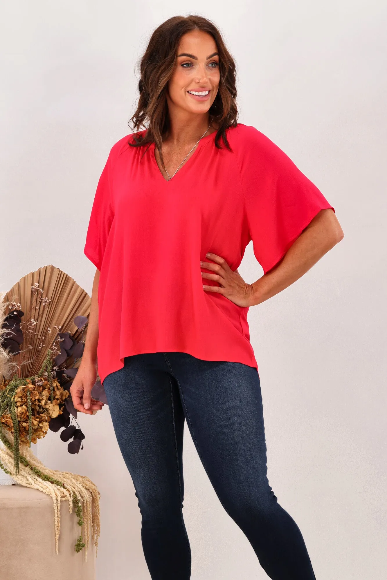 Gloss by Shine On Maive Raglan Flutter Sleeve Top Pink sold by Shine On product image thumbnail 2