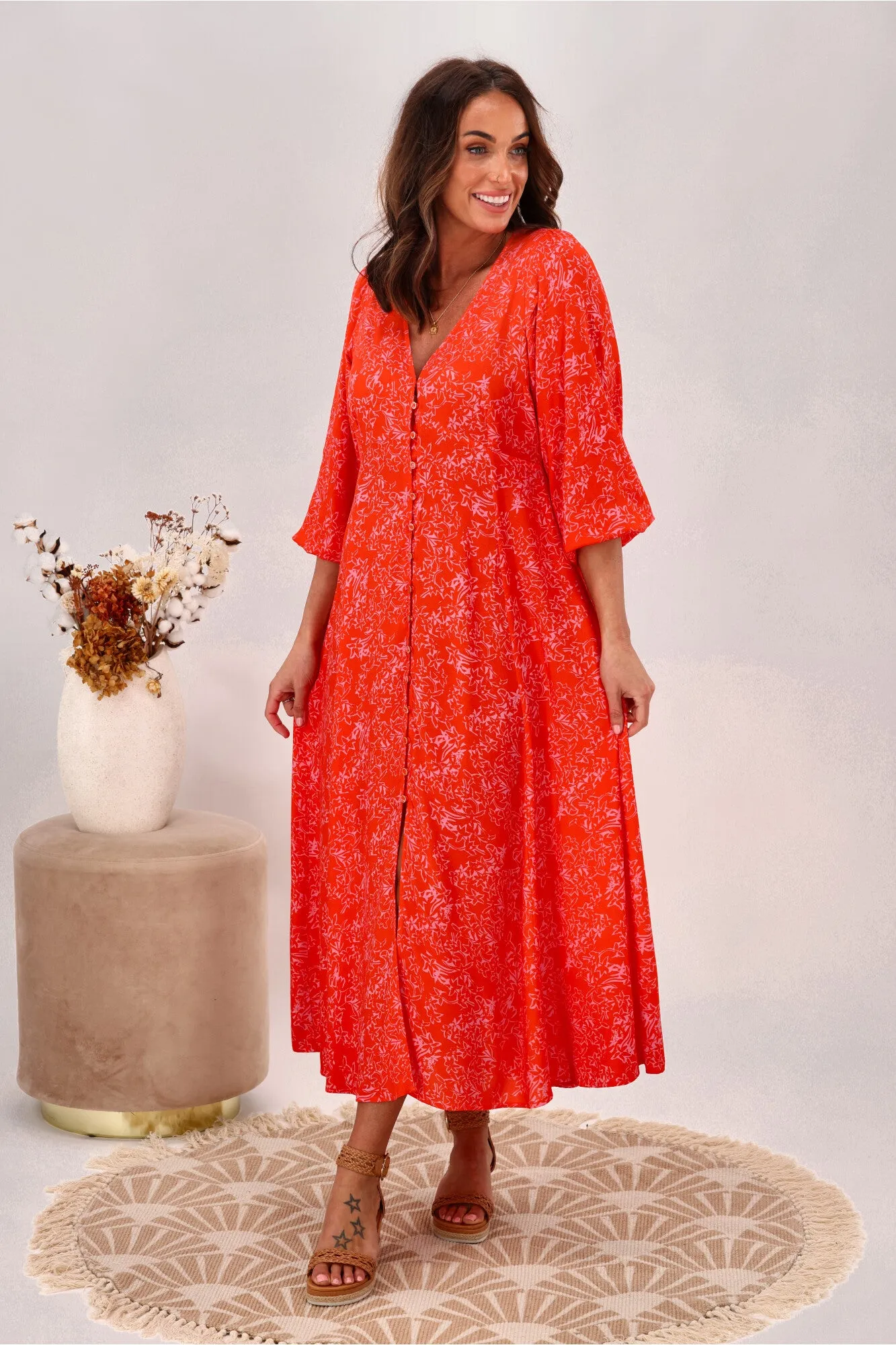 Fate Chateau Maxi Dress Pink Orange Delight sold by Shine On product image thumbnail 3