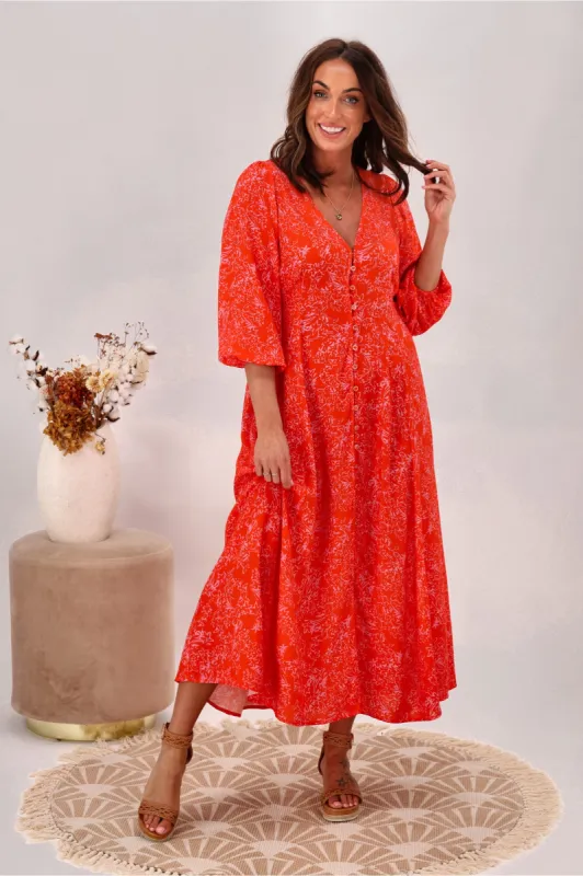 Fate Chateau Maxi Dress Pink Orange Delight sold by Shine On