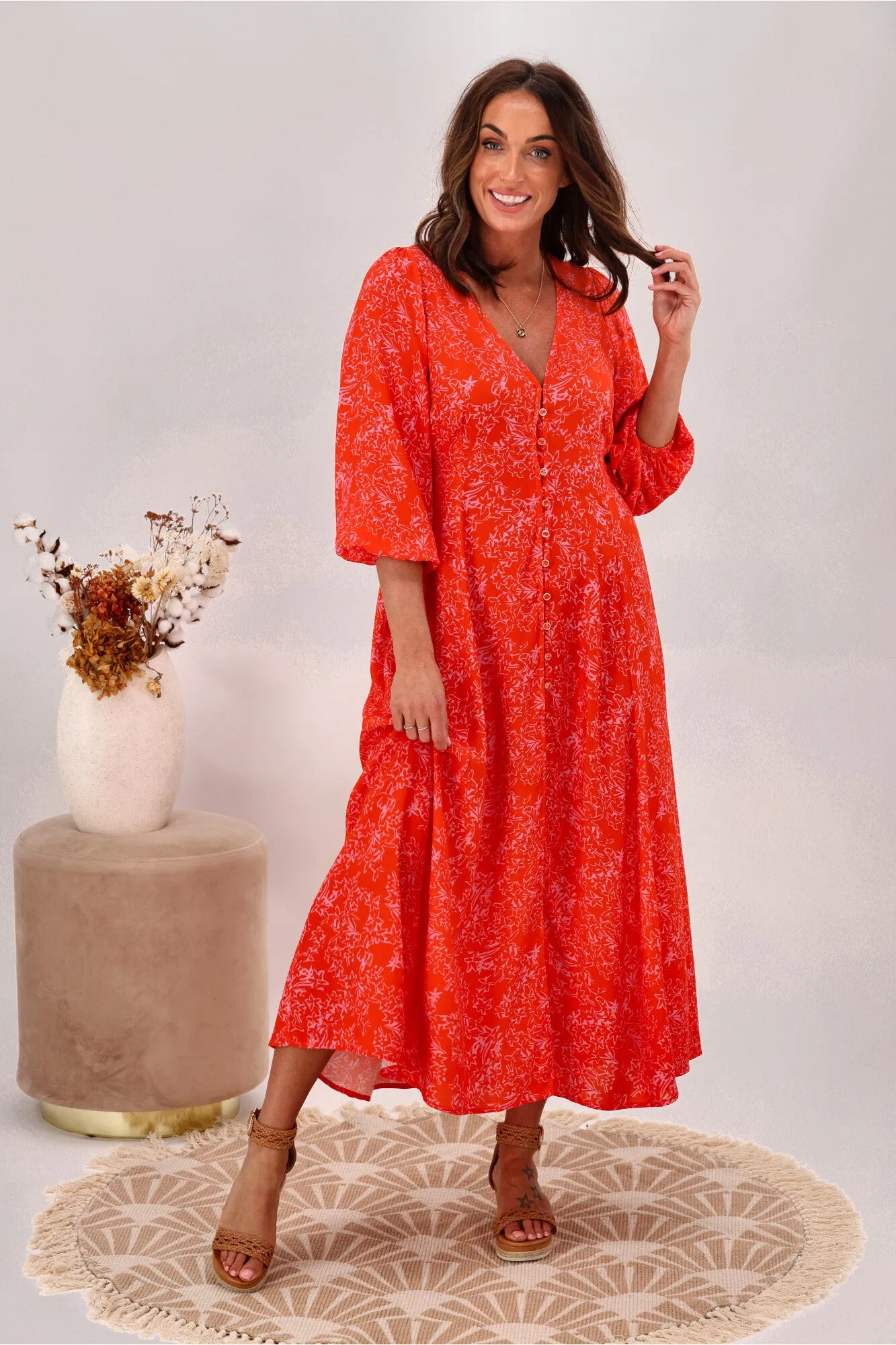 Fate Chateau Maxi Dress Pink Orange Delight sold by Shine On