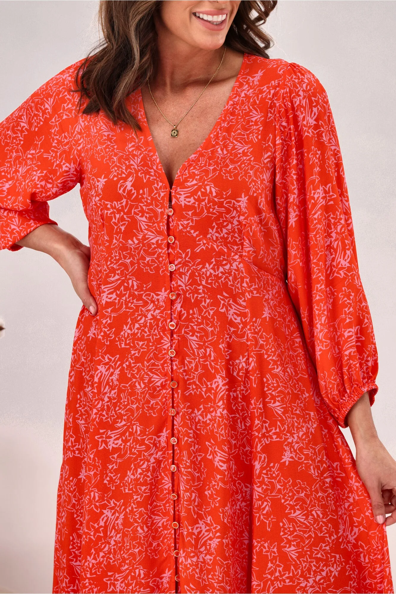 Fate Chateau Maxi Dress Pink Orange Delight sold by Shine On product image thumbnail 2