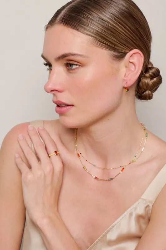 Tiger Tree Multi Beaded Mallorca Hoop sold by Shine On