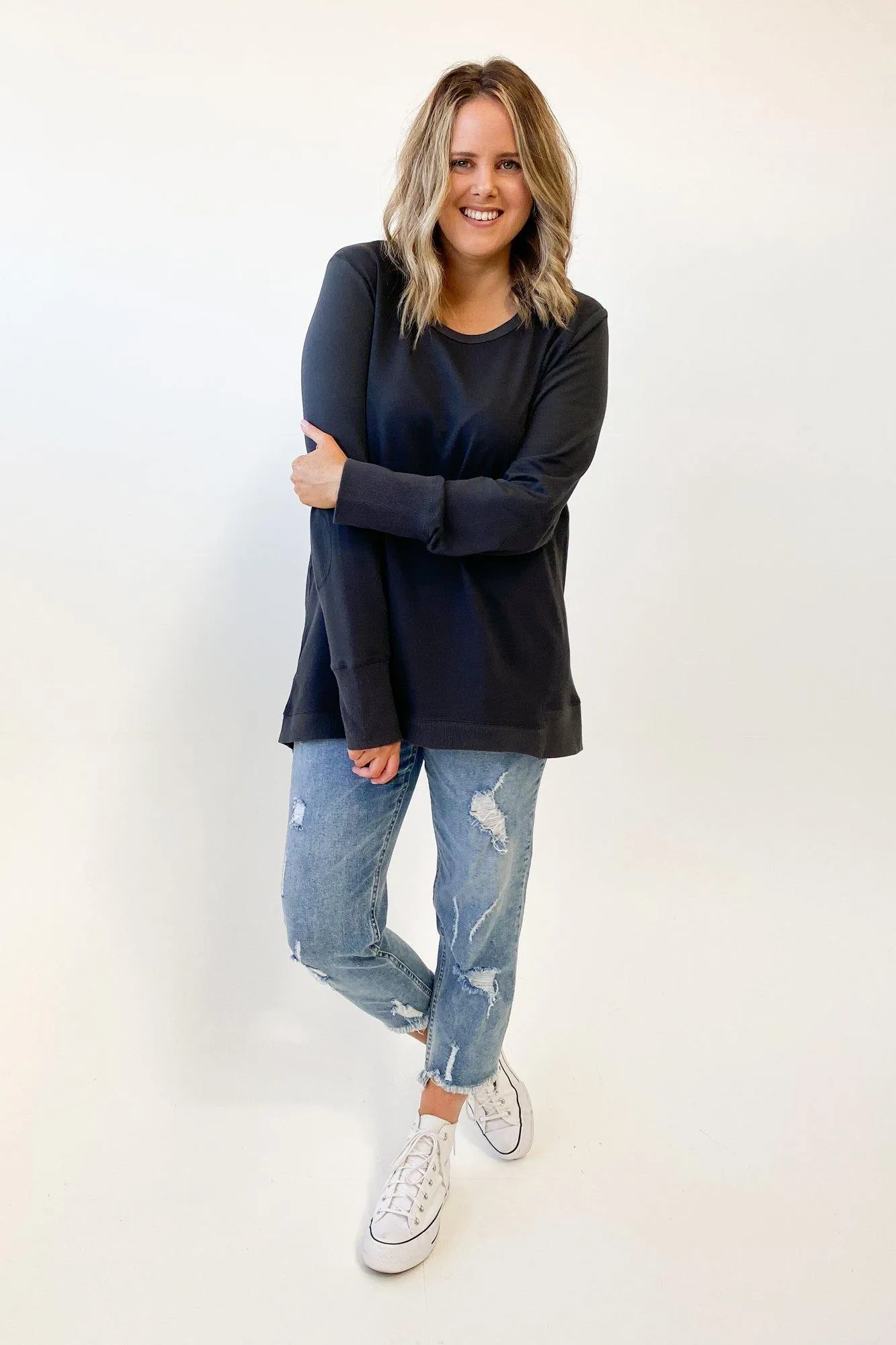 Betty Basics Dolly Sweat Gunmetal sold by Shine On