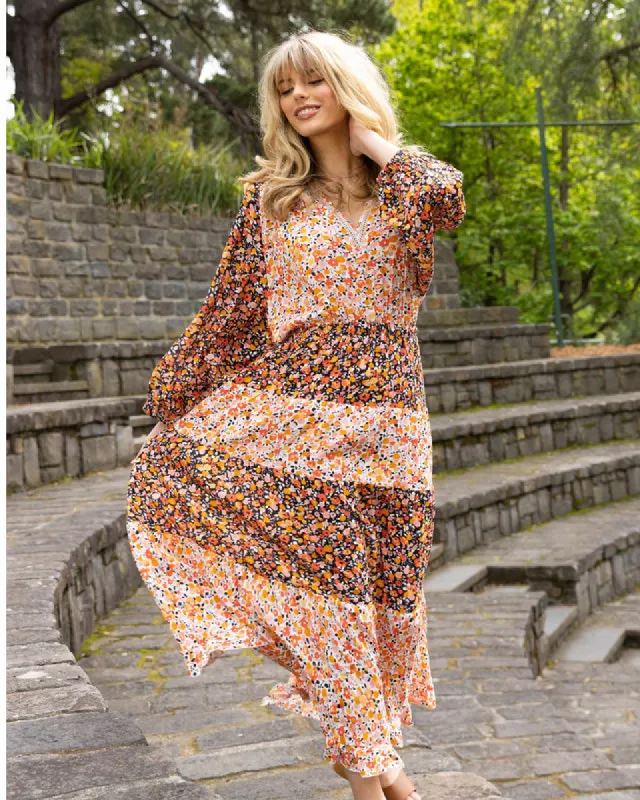 Sass Jemma Tiered Maxi Dress Multi Ditsy sold by Shine On