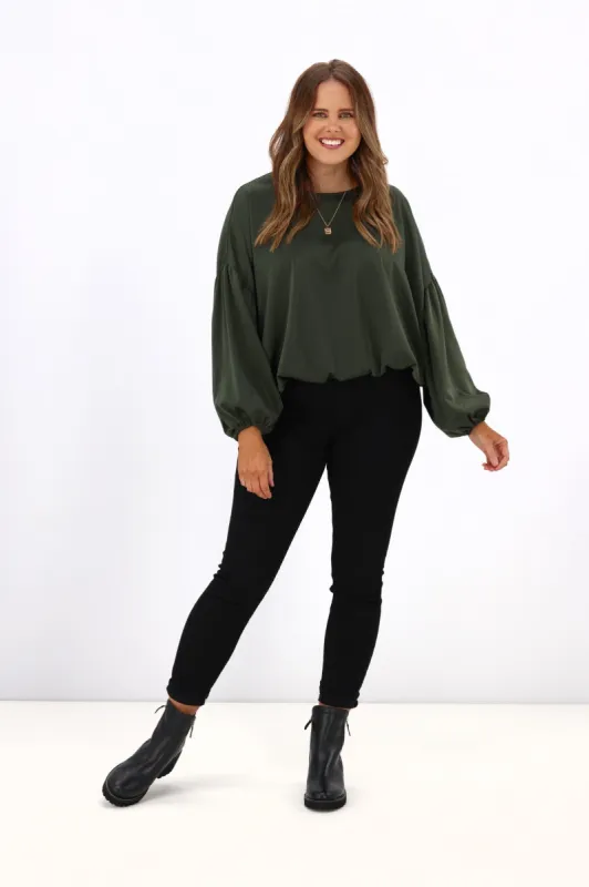 Stella + Gemma Theo Blouse Khaki Green sold by Shine On