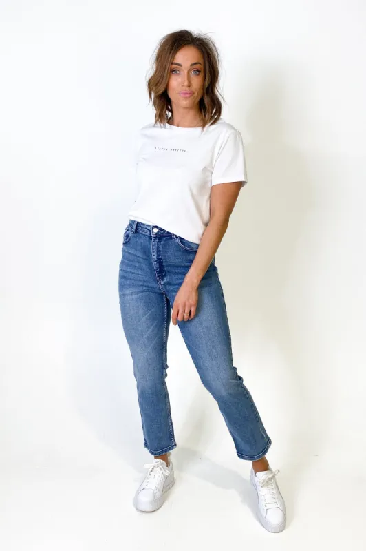 Shine On Label Ashley Straight Leg Jean Indigo sold by Shine On