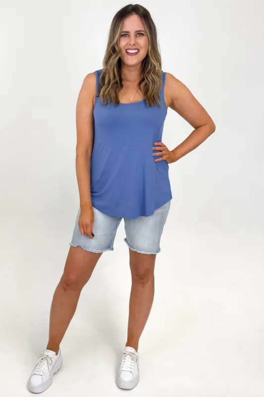 Go Girl Bamboo Basic Loose Fit Tank French Blue sold by Shine On