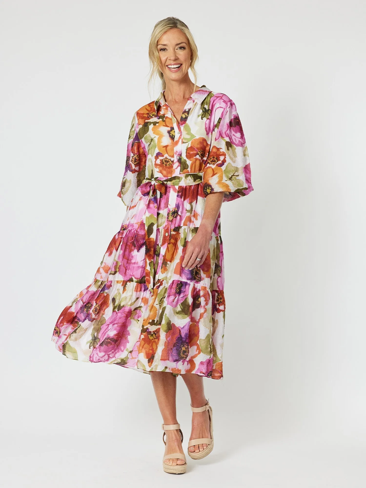 Gordon Smith Maui Floral Dress Berry sold by Shine On product image thumbnail 4