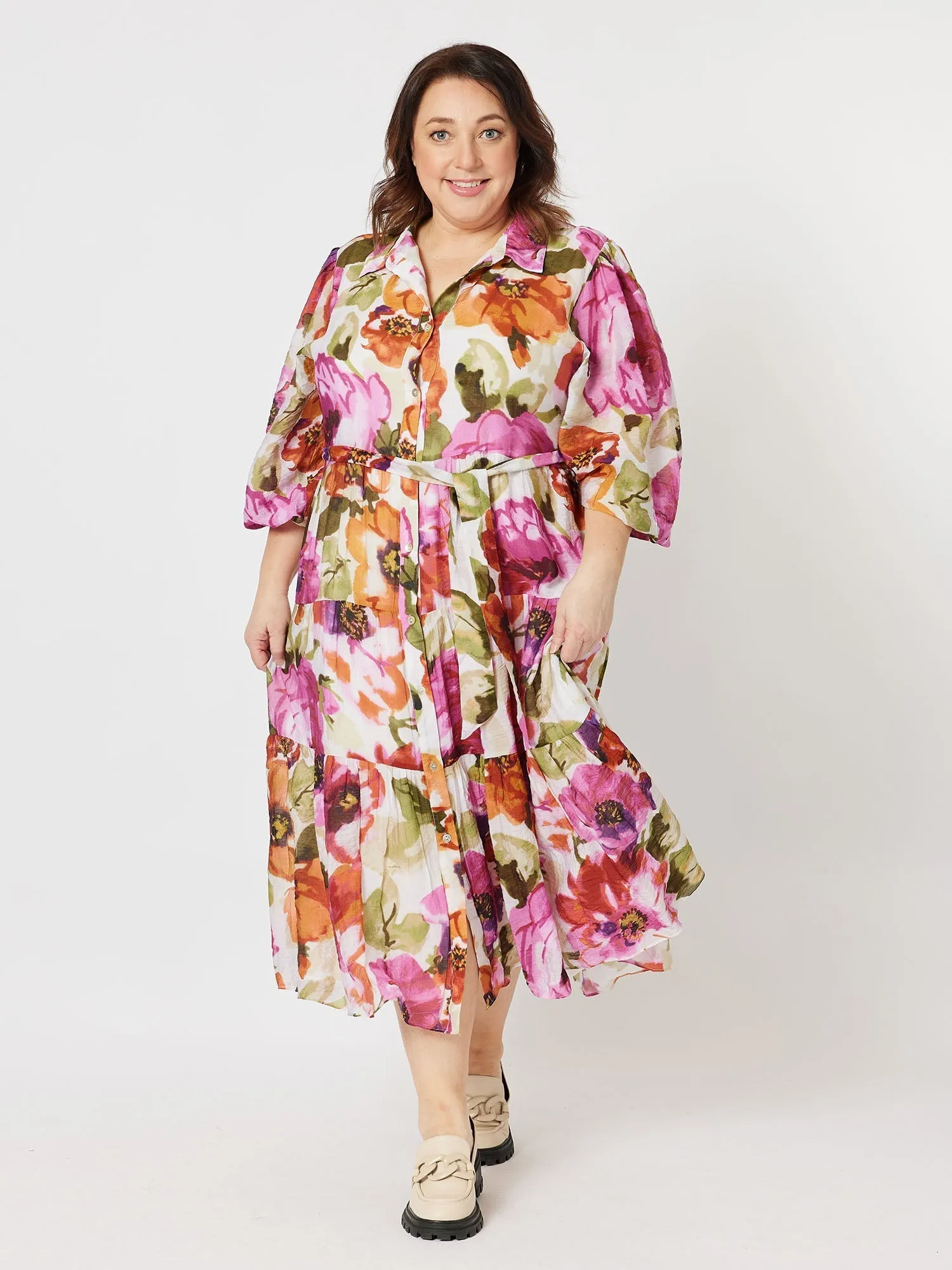 Gordon Smith Maui Floral Dress Berry sold by Shine On product image thumbnail 3
