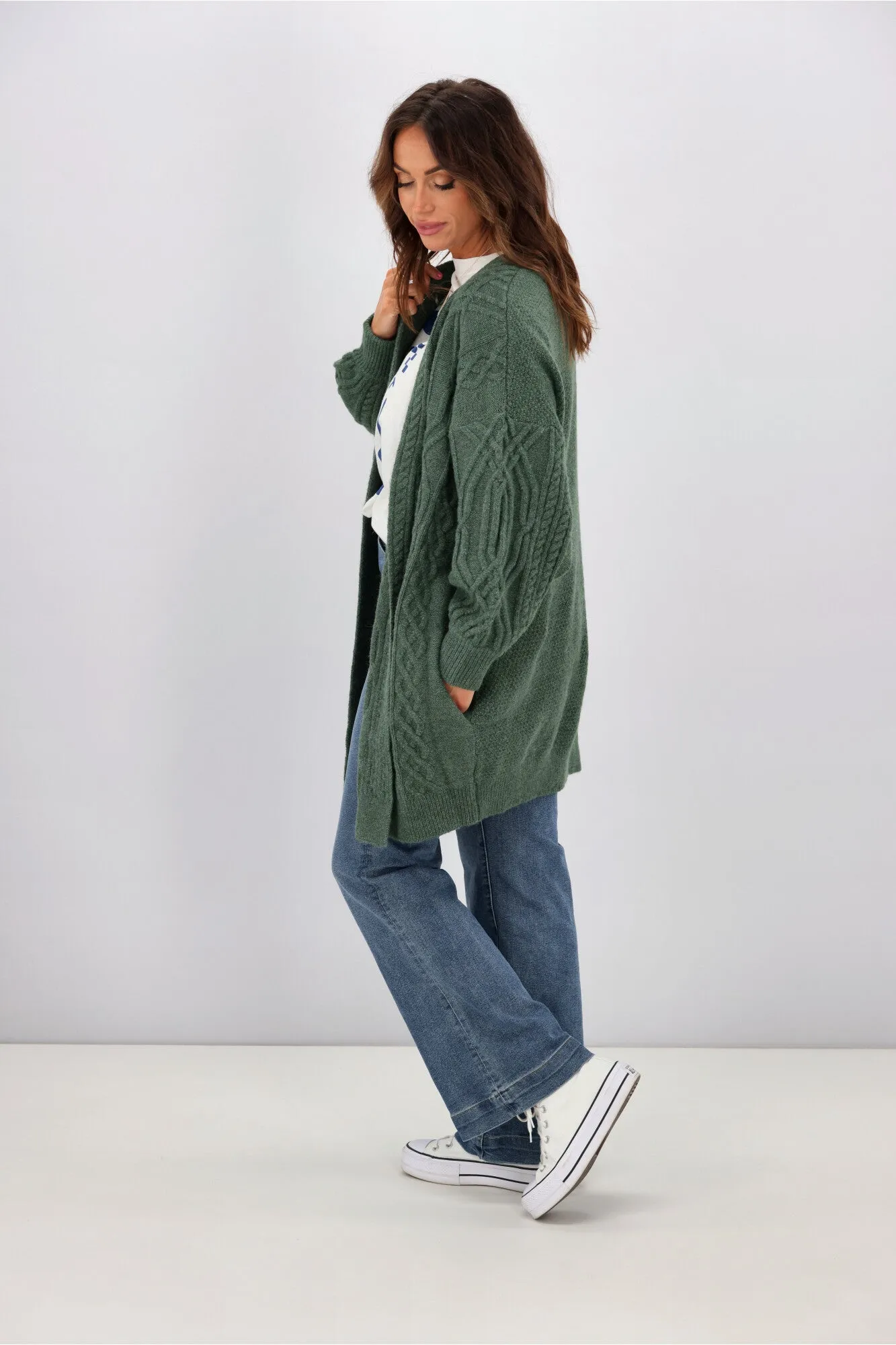 Betty Basics Venus Cardigan Moss sold by Shine On product image thumbnail 4