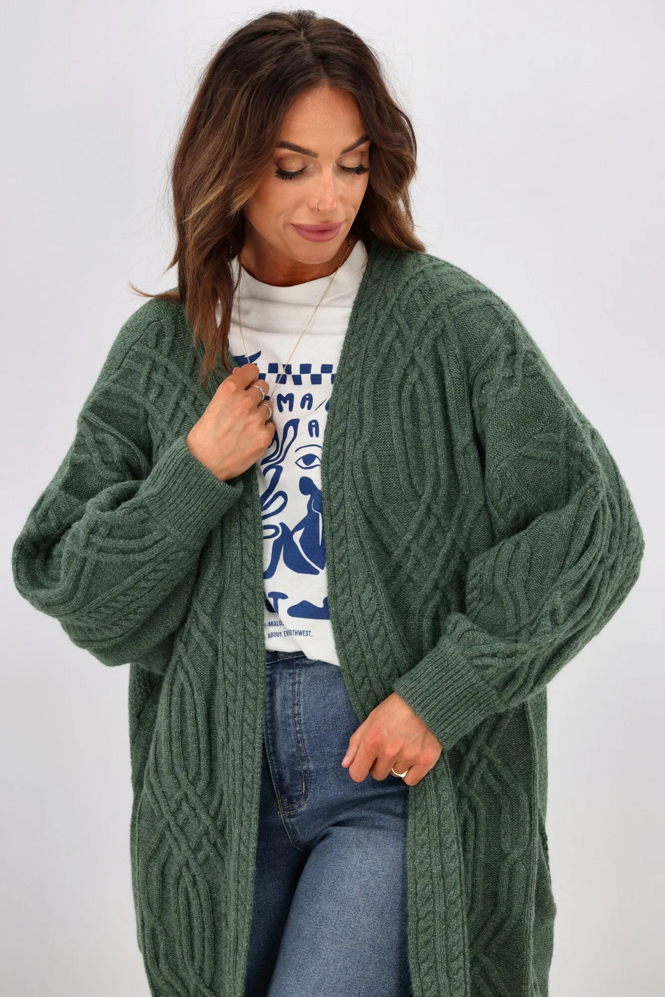 Betty Basics Venus Cardigan Moss sold by Shine On product image thumbnail 2