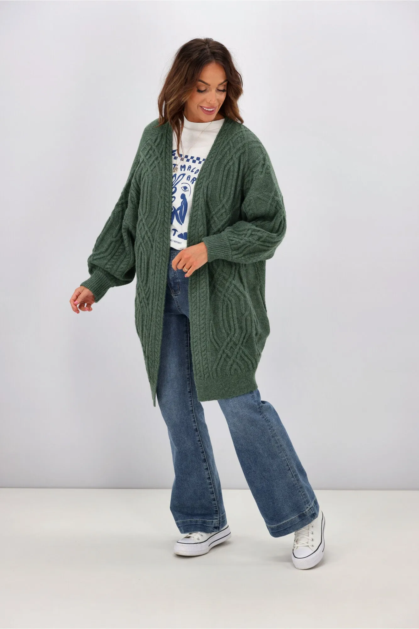 Betty Basics Venus Cardigan Moss sold by Shine On product image thumbnail 3
